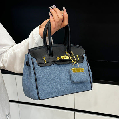 A denim handbag