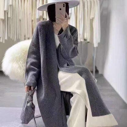 A long sweater knit jacket