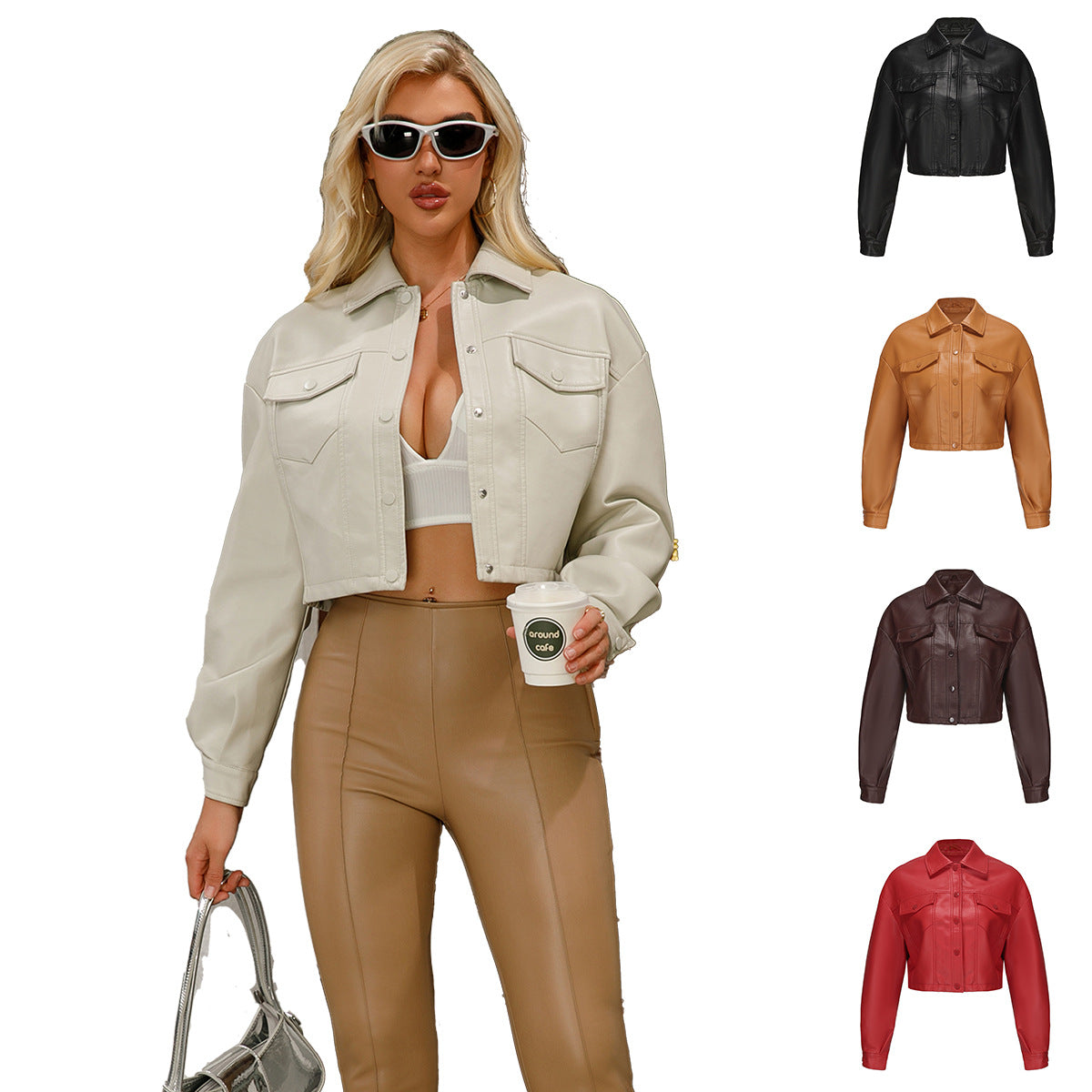 A women's leather jacket