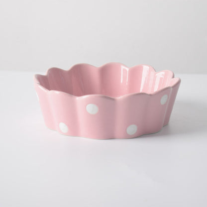 A polka dot ceramic bowl
