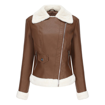 A women's leather jacket