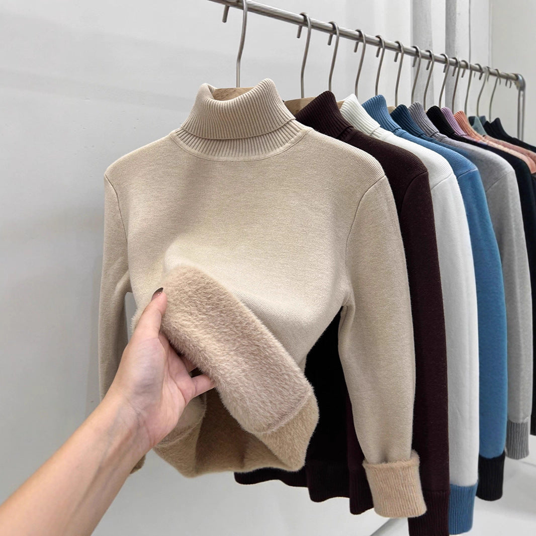 A integrated fleece turtleneck sweater women's fleece thickened
