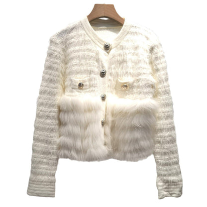 A fur collar shoulder top