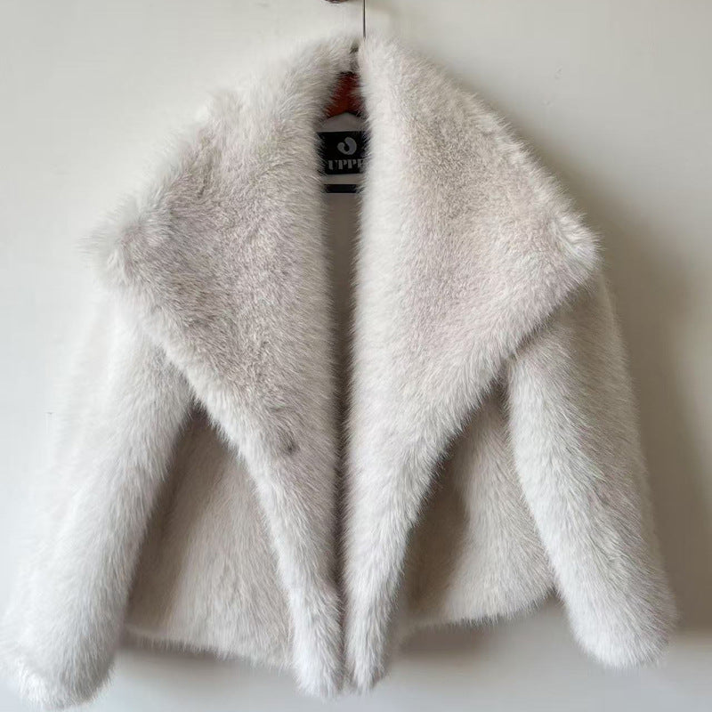 A faux fur coat