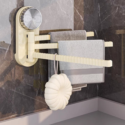 A suction cup rotating towel rack