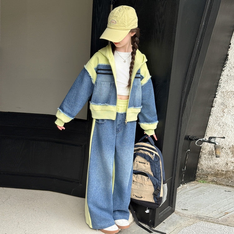 A children's denim two-piece set
