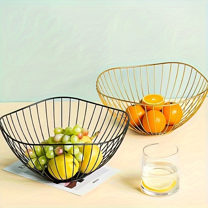 A wrought iron snack fruit plate