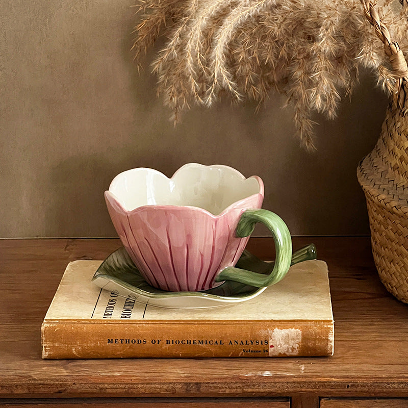 A flower ceramic cup