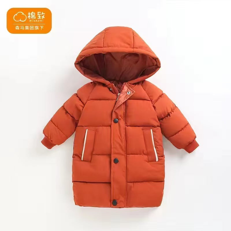 A Autumn and winter thickened children's down cotton clothes short boys and girls medium children Korean version hooded jacket