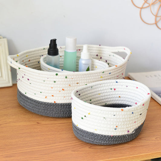 A cotton woven storage basket