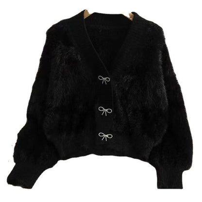 A winter V-neck sweater