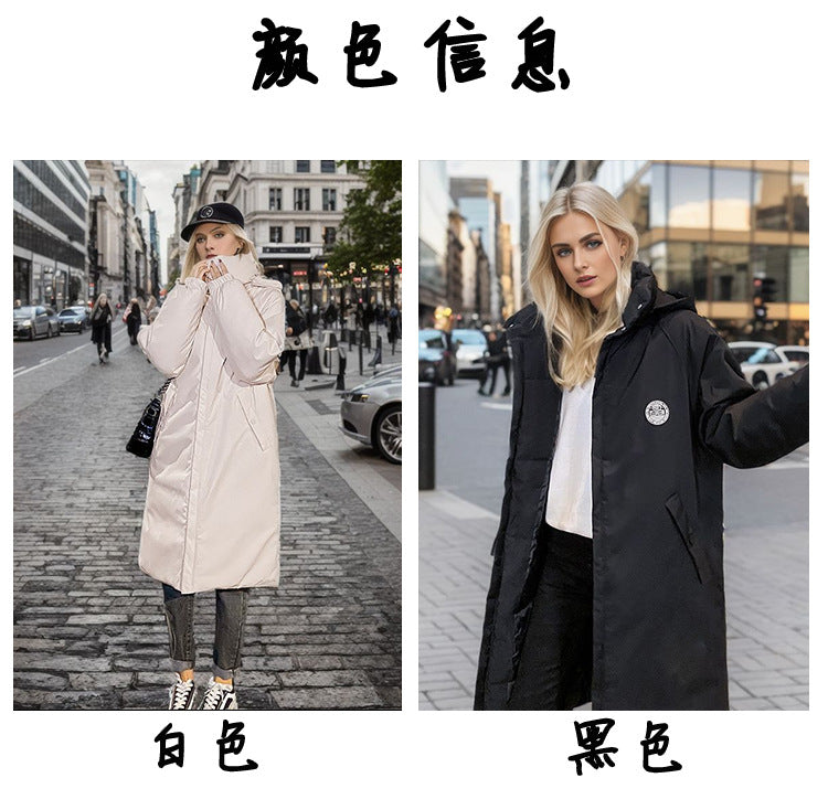 DY-005 2024 new medium and long over-the-knee hooded large-size cotton-padded jacket for women's thickened down cotton temperament cotton-padded jacket tide - Mixbatch