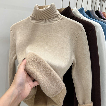 A integrated fleece turtleneck sweater women's fleece thickened