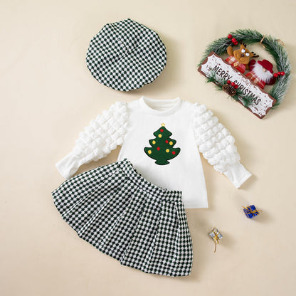A children's long-sleeved mesh dress