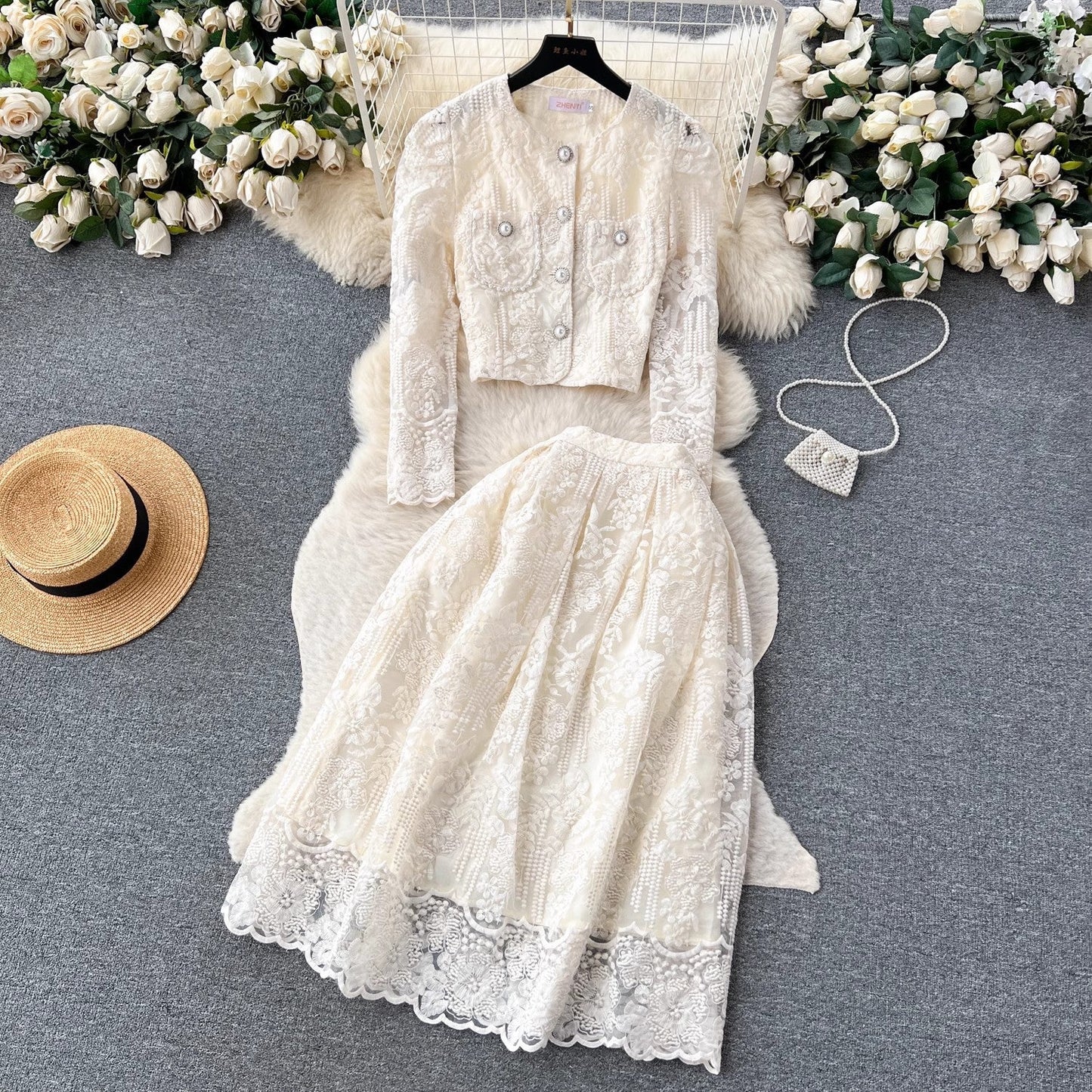 A lace top skirt women's two-piece suit