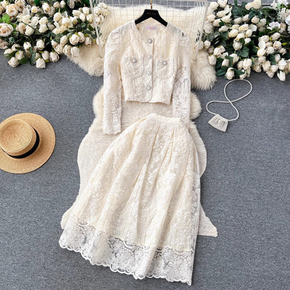 A lace top skirt women's two-piece suit
