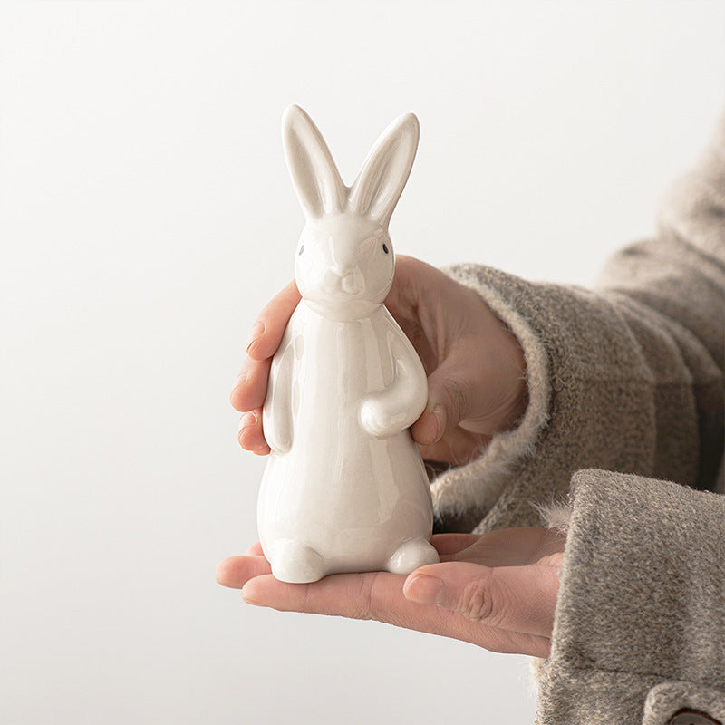 A rabbit shape ceramic handicraft ornament