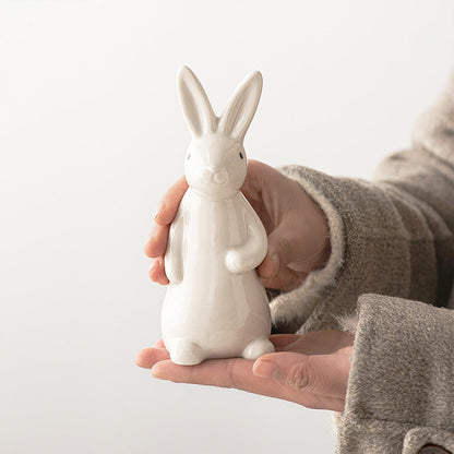 A rabbit shape ceramic handicraft ornament