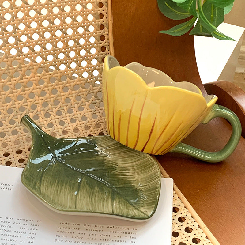 A flower ceramic cup