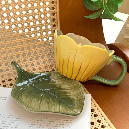 A flower ceramic cup