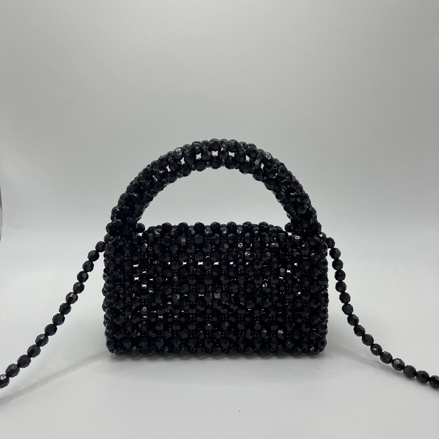 A simple premium retro champagne small mobile phone bag homemade heavy industry oblique span portable woven beaded bag DIY material bag