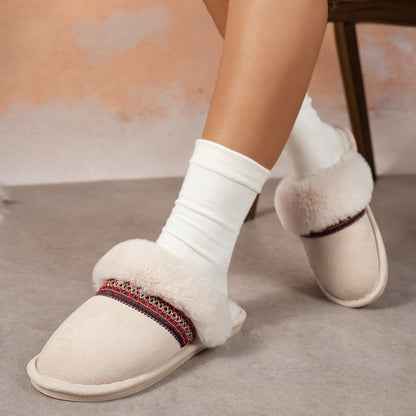 A thermal plush slippers