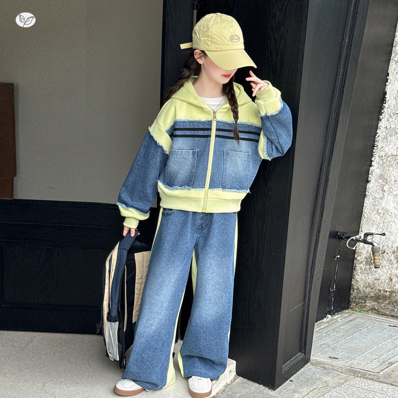 A children's denim two-piece set