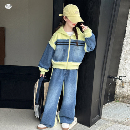 A children's denim two-piece set