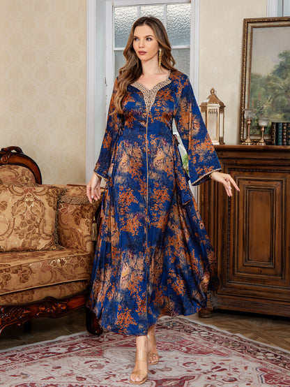 A printed gown dress