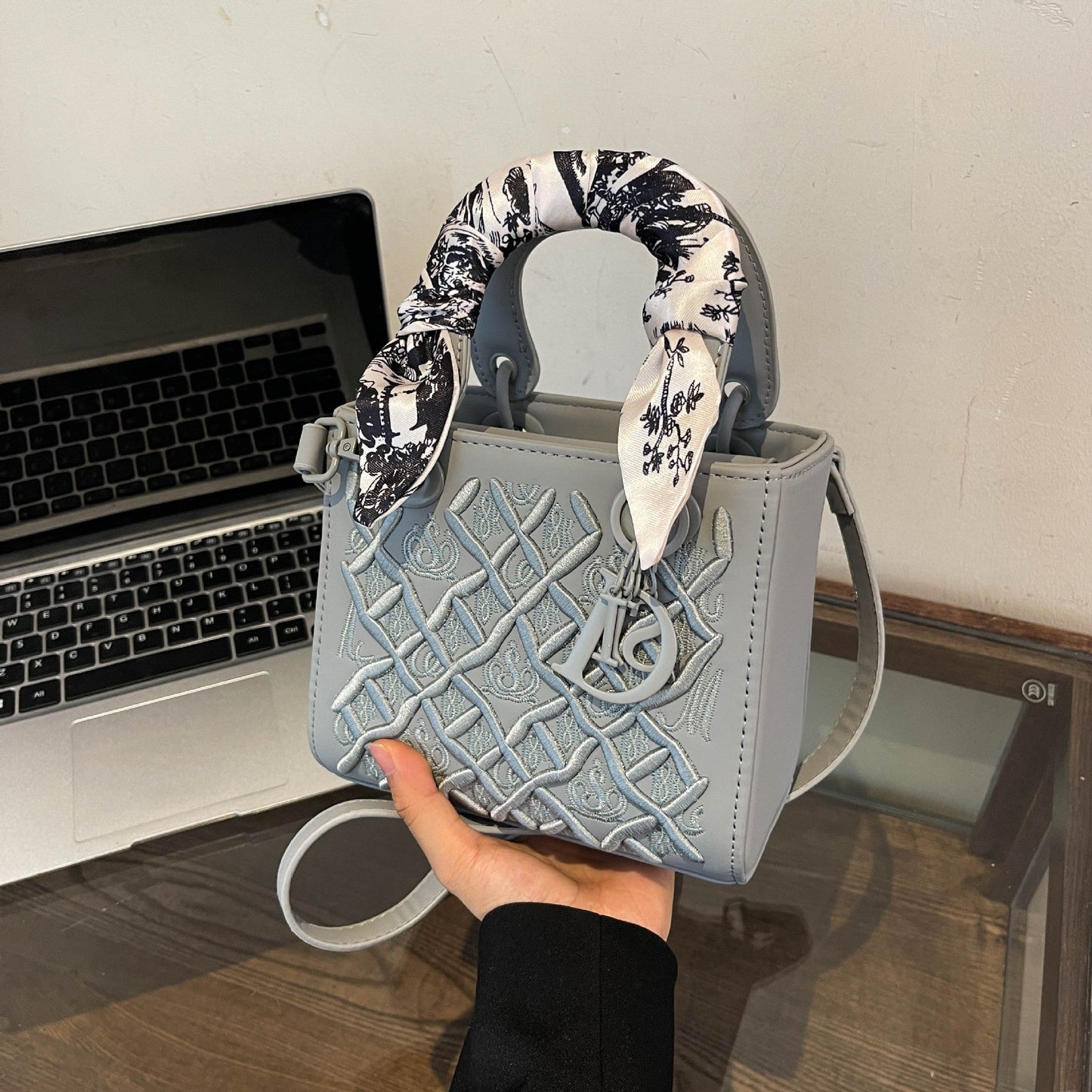 A  bag with embroidery pattern