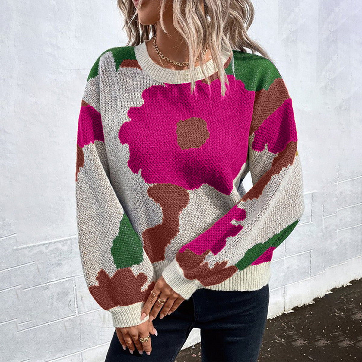 A Women's Long Sleeve Knitted Sweater