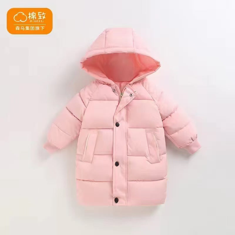 A Autumn and winter thickened children's down cotton clothes short boys and girls medium children Korean version hooded jacket