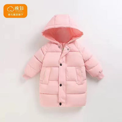 A Autumn and winter thickened children's down cotton clothes short boys and girls medium children Korean version hooded jacket