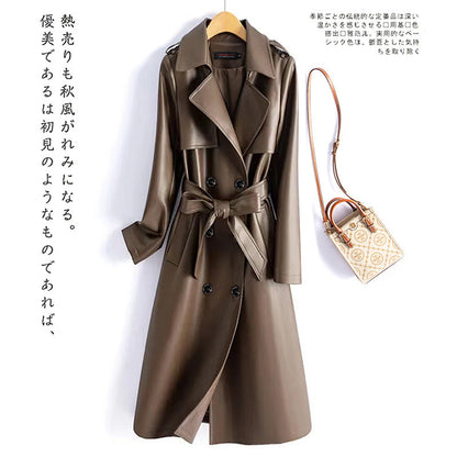 A PU leather jacket long