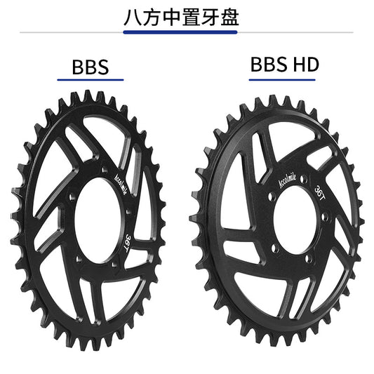 A Bafang central motor tooth plate 36T is suitable for BBS01 02 electric bicycle modified aluminum plate