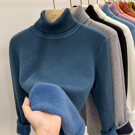 A integrated fleece turtleneck sweater women's fleece thickened