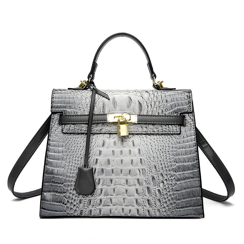 A new crocodile pattern platinum women's bag fashion handbag shoulder bag Kelly bag messenger bag