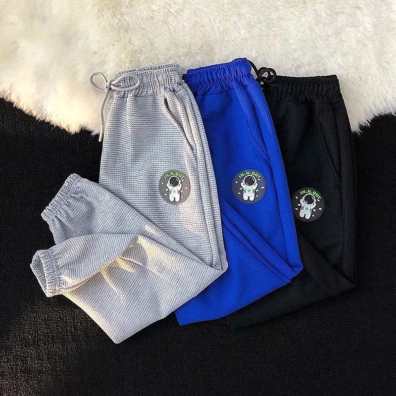B2-m15 Boys Pants Spring and Summer cotton Thin Waffle Casual Children's Sweatpants - Mixbatch