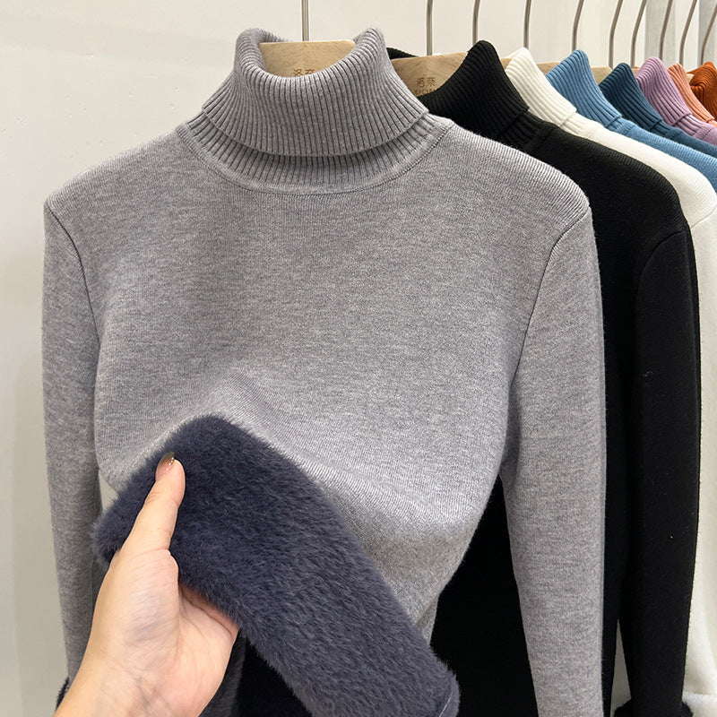 A integrated fleece turtleneck sweater women's fleece thickened