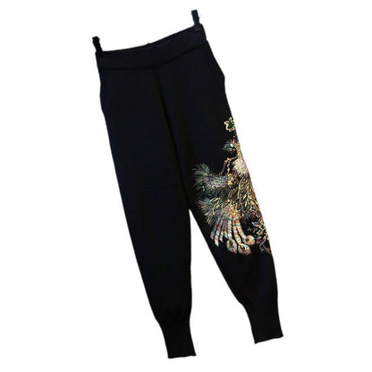 A sequined long sleeve suit