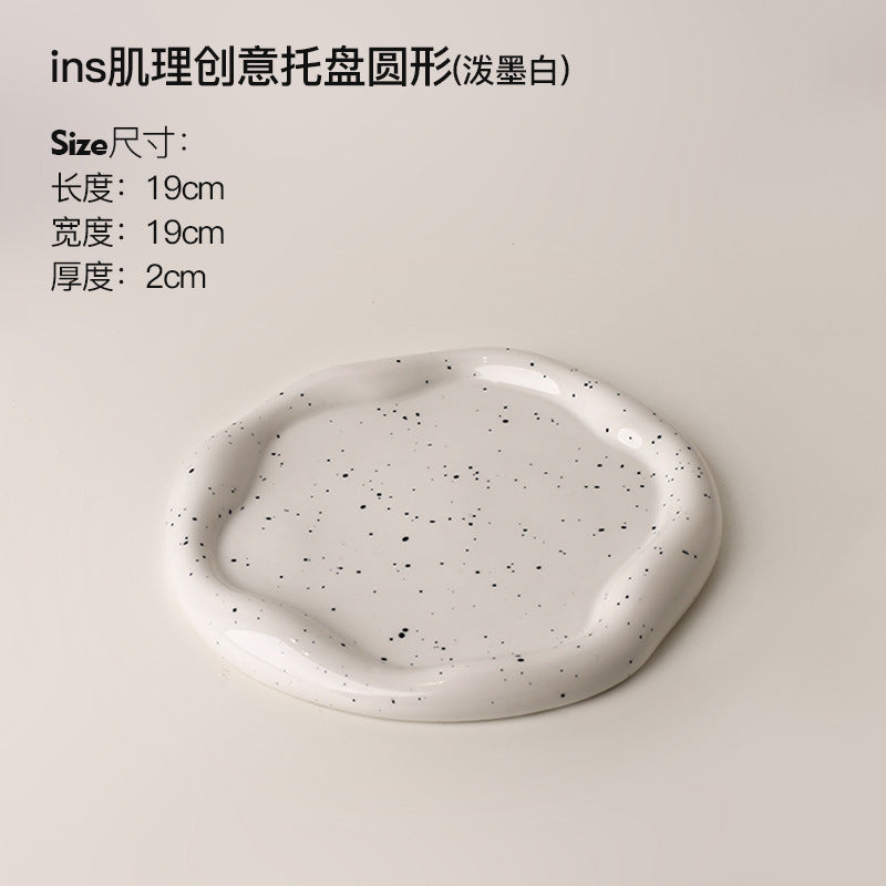 A Creative light luxury decorative tray Ceramic storage tray Fruit snack tray Coffee table jewelry tray Cross-border hot mining