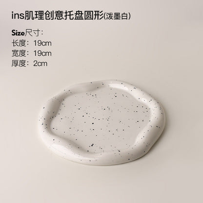 A Creative light luxury decorative tray Ceramic storage tray Fruit snack tray Coffee table jewelry tray Cross-border hot mining