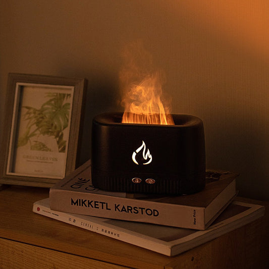 A simulated flame aromatherapy machine usb home fragrance automatic fragrance machine, desktop colorful flame humidifier(MOQ:1PIECE)