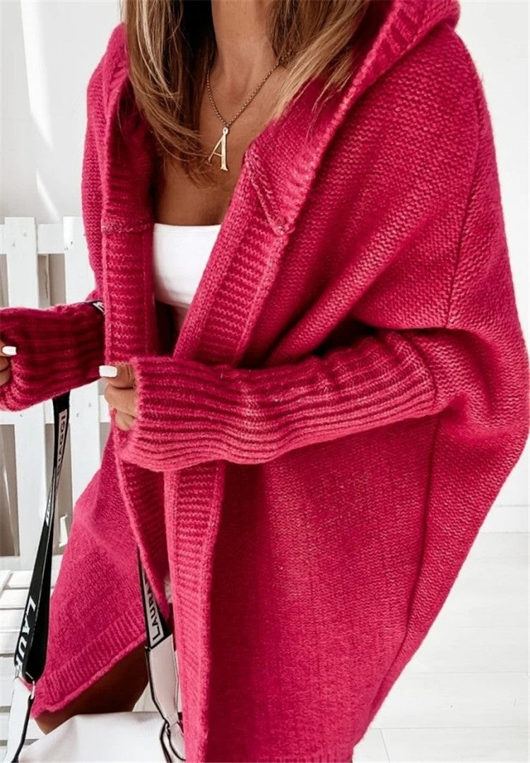 A hooded sweater jacket