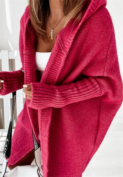 A hooded sweater jacket