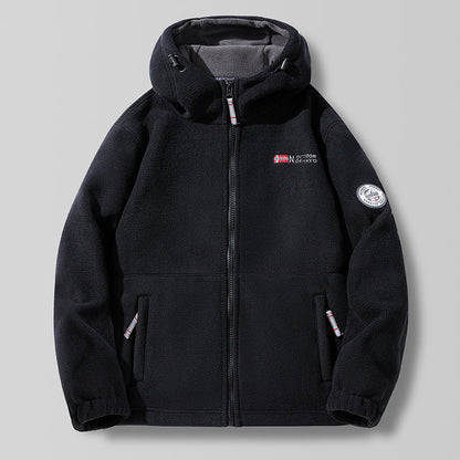 A Fall and Winter Outdoor Fleece Thickened Hooded Men's Fleece Jacket