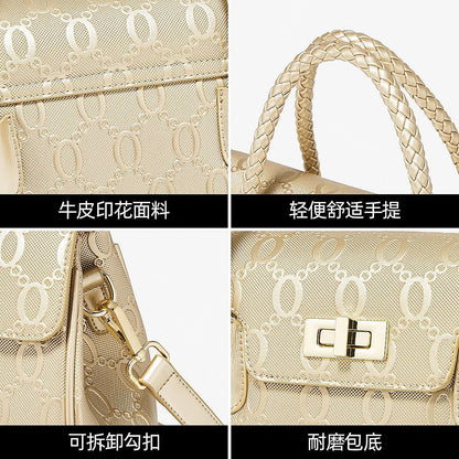 A cowhide handbag messenger bag