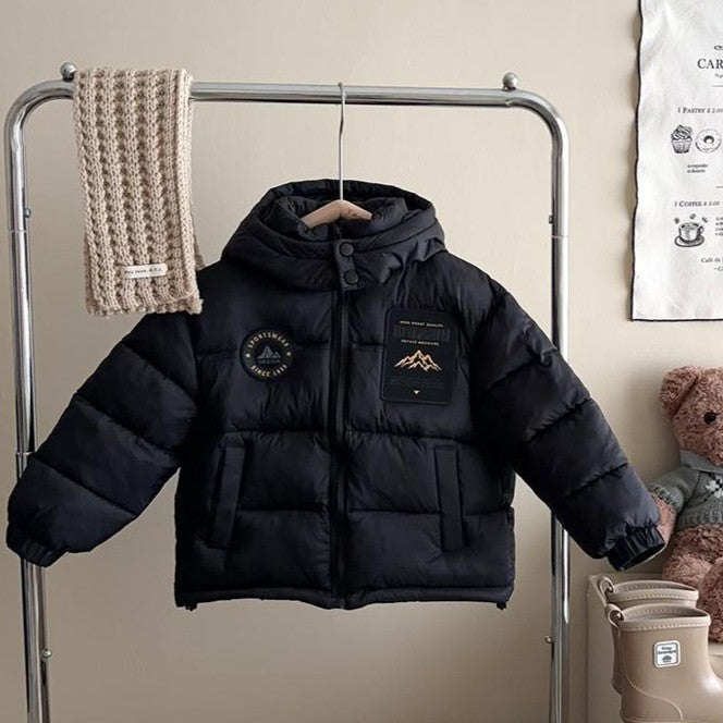A children's down cotton clothes boys and girls thickened warm winter black gold neutral cotton clothes children's clothes jacket cold