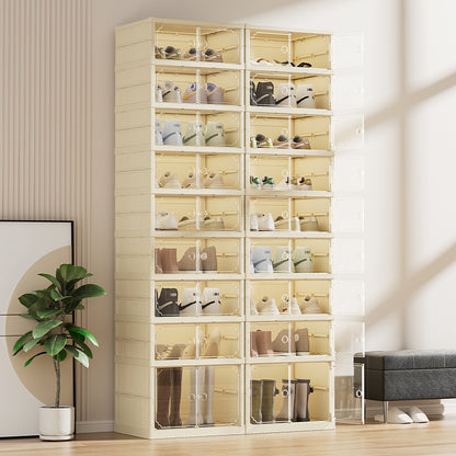A folding shoe cabinet transparent shoe rack double row large capacity magnetic suction opposite door