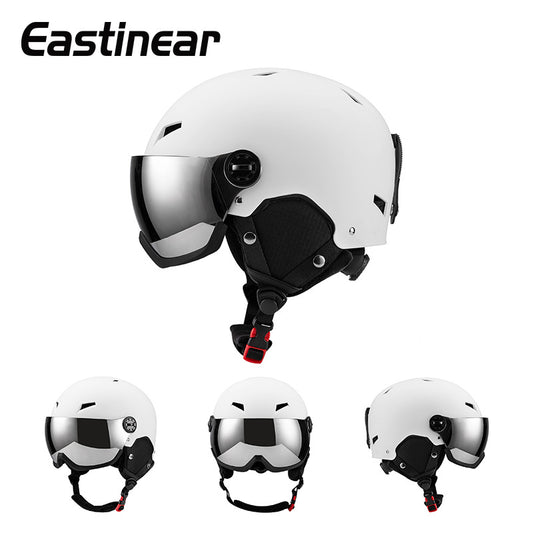 A Ski helmet with goggles Sports protective gear